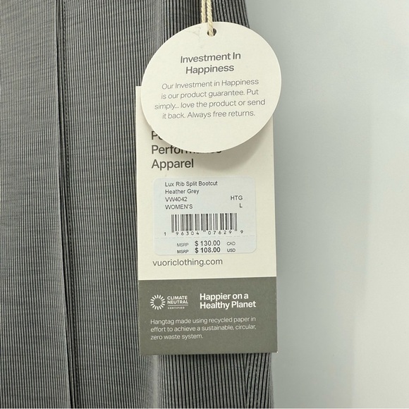Vuori Lux Rib Split Bootcut Legging Pant in Heather Grey Size L - Picture 3 of 12